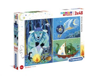 SuperColor Series 3x48 - Fantastic Friends - 3, 48 pc puzzles